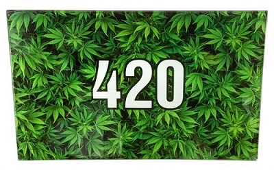 Rolling Tray aus Glas, MEDIUM, "420 grün"